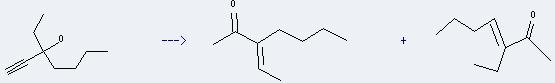 Uses of 1-Heptyn-3-ol, 3-ethyl-: it can be used to produce 3-butylpent-3-en-2-one and (E)-3-ethyl-hept-3-en-2-one.